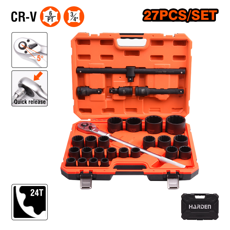Socket Set - 하든 27개 세트, 3/4인치 소켓 렌치,