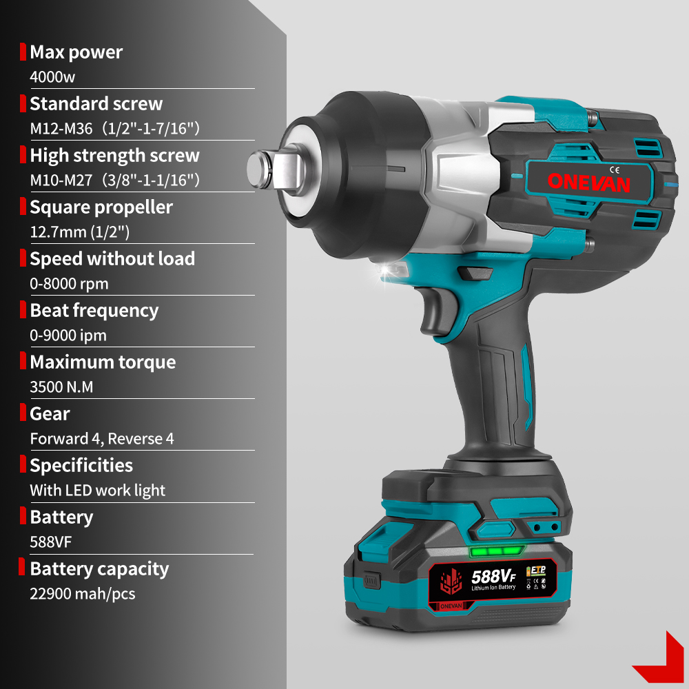 1000W 전동 임팩트 렌치 무선 브러시리스 3/4 2 - Torque Wrench 리뷰 및 가격